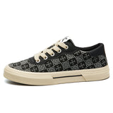 Autumn New Men's Shoes Fashion Small Casual Men's Canvas Shoes Print Low-Top Flat-Bottomed