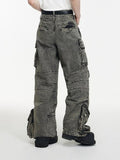 Street Wind Heavy Industry Multi-Pocket Straight Broad-Legged Trousers Women's Waist Thin Trend Personality Hottie
