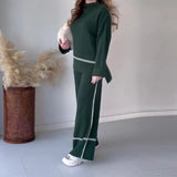 Zingj 2023 New Solid Color Casual Top Loose And Comfortable Design Sense Micro La Trousers Suit Women-Outfit