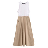 Pocket Spliced Midi Dress