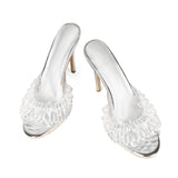 Silver Crystal Pendant Hand-Slender High Heel Banquet Large Size Women Sandals
