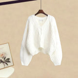 Women Winter Patchwork Long Sleeve Knitted Tops + Asymmetric Skirt 2 Piece Suit Female Party Elegant Two Piece Set 211-1-Outfit
