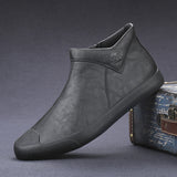 Autumn New Help Leather Boots Pedal English Wind High-Top Men's Shoes Autumn Men's Casual Leather