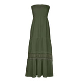 Women's Clothing Pure Color Bra Splicing Under The Long Sleeveless Retro Bohemian Waist