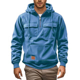 Men's Casual Coat Hooded Autumn And Winter Tunic Station Multi-Pocket