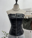 Shooting Spice Girls High-End Pu Leather Tector Locomotive Wind Wrapped Bra Vest Sleeveless Top Tide