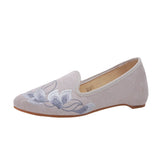 Zingj Shoes Single Shoes Lotus Embroidered Cloth Shoes With Cheongsam Pointed Muller Women's Shoes Spring And Autumn