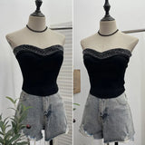 Design Sense Of Small Heavy Industry Drilled With Chest Pad Inside The Bottom Of The Coat Short Vest Woman