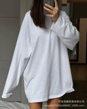Spring And Autumn New Solid Color Long-Sleeved T-Shirt Women Hot BF Wind Lengthn Cotton Top