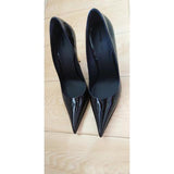 Women's Black Patent Leather Gold Fine Heel 2025 New Famous Women's Shoes Shallow Tip Small Single