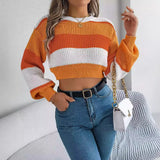 Shooting 2025 Autumn And Winter Casual Coloring Lantern Sleeves Exposed Umbilly Sweater Women's