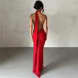 Zingj New Summer Women's Dress Sexy Back Hanging Neck Bag Hip Slim Evening Dress Dress