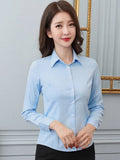 Women Shirt White Shirt Female Long-sleeve Professional Shirt Formal Dress Large Size Work Clothes OL Button Womens