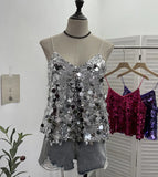 Shoot Hottie Sexy Night Club Heavy Bling Flash Shiny V Tie Sling Vest Sleeveless Top