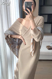 Sleeve V-Neck Sweater Sexy Backless Knitted Midi Dress Women Elegant Female Slim Evening Party Prom Clothes Autumn
