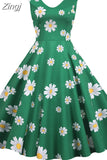 Floral Print A-Line Midi Dress Women Summer Peter pan Collar Casual Sleeveless Vintage Retro Party Dress Vestidos