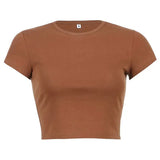 Zingj Women's Summer Solid Color Multi-Color Short Fashion T-Shirt Acceptable With A