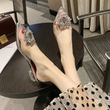 Sandals Sunflower Crystal And Pointed-Headed Sandals Women Transparent Water Diamond Hollow Women
