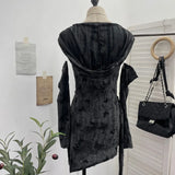 Shooting Wasteland Wind Makes Old Hole-Breaking Fabric Collared Hooded And Hip Dress With Cuff Cover Dress