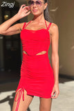 Halter Strap Corset Dress Sexy Backless Red Bodycon Holiday Party Dresses Cut Out Mini Summer Dresses For Women