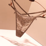 Sexy Embroidery Cross-Band Incognito Thin Lace Tone Transparent Low-Rise Hollow