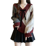 Red Riger Sweater Woman 2025 Spring New Large-Size Fat Lys V Collar Knitted Christmas Shirt Retro