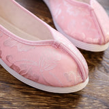 Zingj Shoes Round Head Woven Brocade Pure Color Jacquard Flat Shoes Spring And Summer Style Retro Ancient Style Cloth