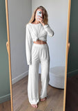 Lazy Wind Perspective Loose Long Open Shirt Plus Short Skirt Suit Women's Jersey Trousers Two