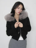 Cloth Forget Zipper Split Heavy Industry Plush Hooded Hoodie High Street BF Wind Loose Casual Coat