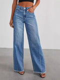 Zingj Early Autumn New Casual Street Loose Wide Leg Wash Water Wool Edge Jeans Female