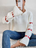 And Winter Sweater Women's Loose Long-Sleeved Striped Elbow Love Collar Knitted