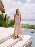 Zingj Years Fresh And Sweet Wind Spring And Summer Striped Print One Word Tie Dress