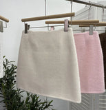 Real Shooting Pink Hair This Dress Girl Autumn And Winter High Waist A-Buffed Short Skirt Anti-Light One-Step Skirt
