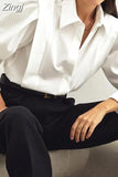 Shirts Vintage Chic Blouse Office Ladies Tops Casual Solid White Shirt Fashion Long Sleeve Women Clothes Streetwear
