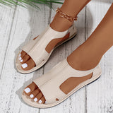 New Soft-Soled Casual Beach Sandals Women's Hollow Solid-Colored Toe Flat-Bottomed Women's