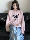 Languid Wind Bow Embroidered Sweater Coat New Sweet Soft Glutinous Thick Knitting Blouse Tide In Autumn And