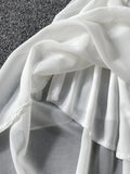 Black/White Irregular Spaghetti Strap Long Dress Women Sexy Strapless High Waist Ruffle Open Back Vestidos 2023 New