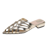 Women's Shoes Forever Pedal Home ~ Summer Fresh! French Small Retro Cross-Woven Hollow Fashion Low-Heeled Slippers