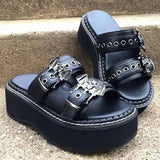Women's Shoes 2025 Summer New Fish-Mouthed Bat Thick-Soled Cool Slippers Women's Dark Punk Hot