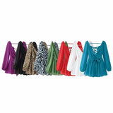 Women's ZA Summer New Temperament Light V Neck Shoulder Sleeves Tethered