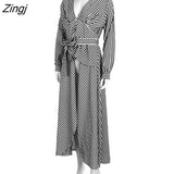 Women Boho Stripe Long Sleeve Deep V neck Loose Long tail Tunic T Shirt Hippie Spring Autumn
