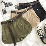 Women Chic Summer Basic All-match Casual Ladies Trouser Loose High Waist Femme Bottom Ins Pockets Popular Teenagers