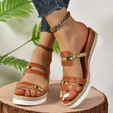New Large-Size Women's Cool Slippers Summer Bundrel Heels Roman Shoes Women's Thick-Soled Loose