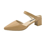 Korean Version Of The Bag Head With Cold Slippers Women Sharp-Tip Word Thick Half-Slipper With Sandals High