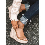 Bag Hemp Rope With High-Heeled Sandals Women's Cloth Waterproof Table Buckle Cold