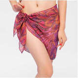 Summer Women's Short Skirt Print Beach Chiffon Silk Scarf Hanging Half-Dress