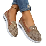 Large-Size Casual Single-Shoe Women Round Head Flat-Bottomed Metallic Buckle Fashion Single-Shoe