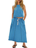 Hot 2025 New Summer Vacation Sleeveless Vest Half-Dress Cotton-Song Set Two-Piece
