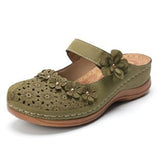 Burst Summer Cave Shoes Women Retro Comfortable Slope With Slippers Round Head Soft Leisure Flowers Women Cool