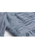 Long Sleeve Draped Design Blue Blouses Or Crop Tops Women Slim Sexy Chiffon Party Club Bar Boydcon Blusas 2023 Summer